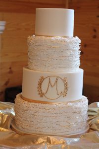 Gold Tipped Ruffles Elegant Wedding Cakes Missouri