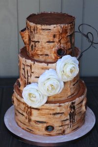 Log Rustic Flowers Wedding Cakes Missouri