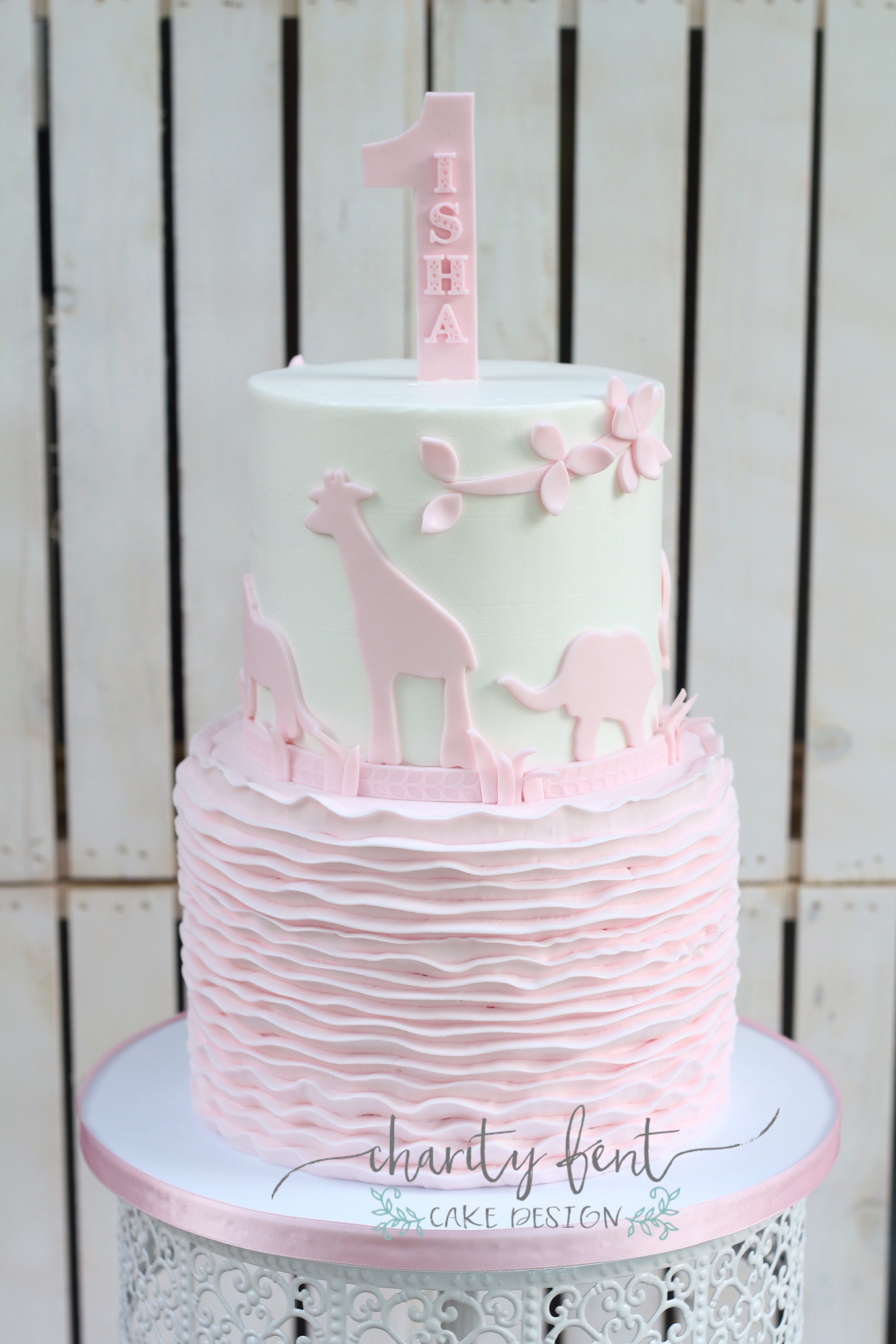 Animal theme 1st birthday cake
