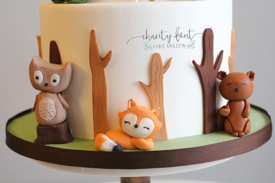 Woodland Animal Themed Baby Shower Cake - Charity Fent Cake Design